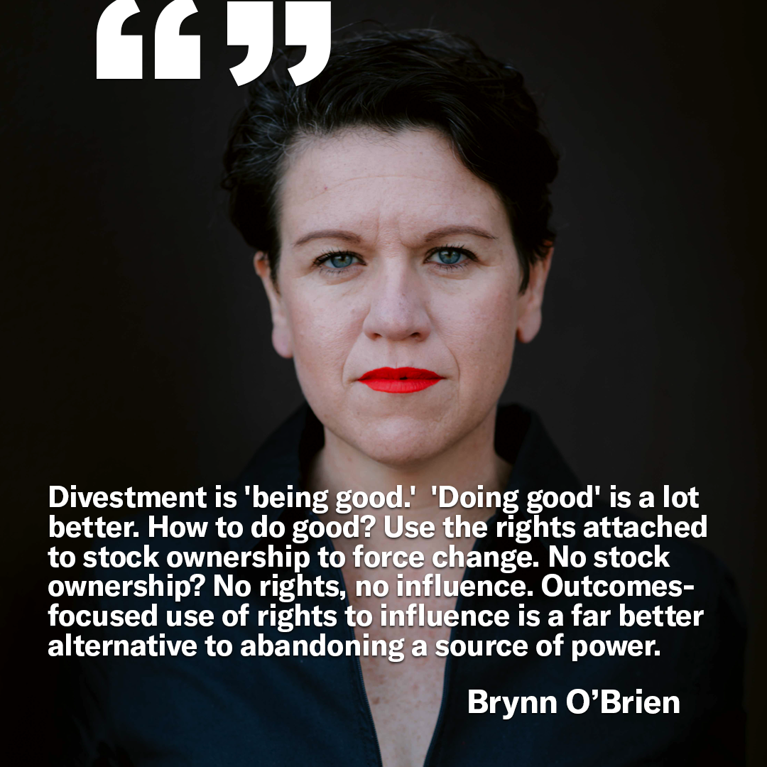 Divestment is 'being good'. 'Doing good' is a lot better.