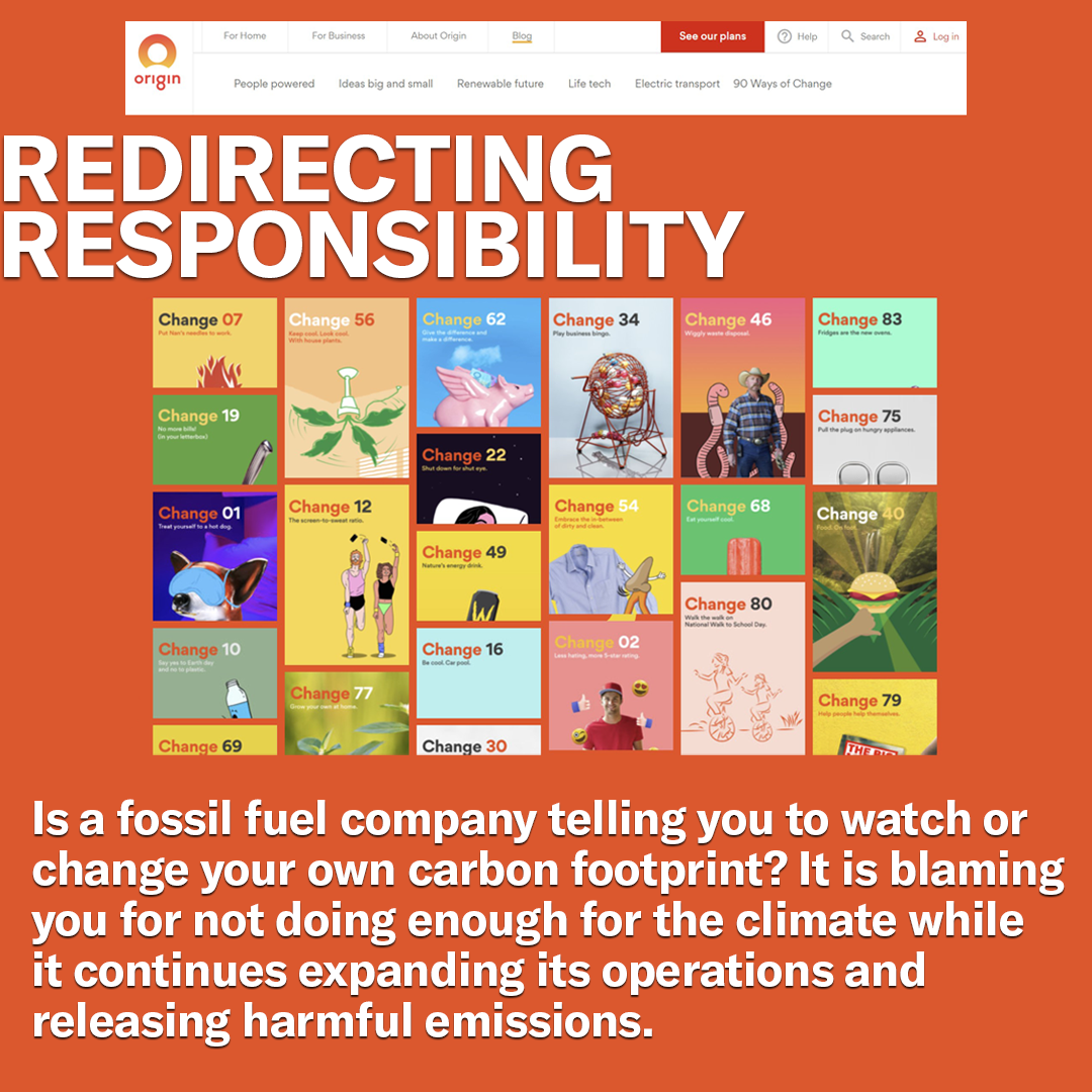 Origin website promoting ways to redirect responsibility